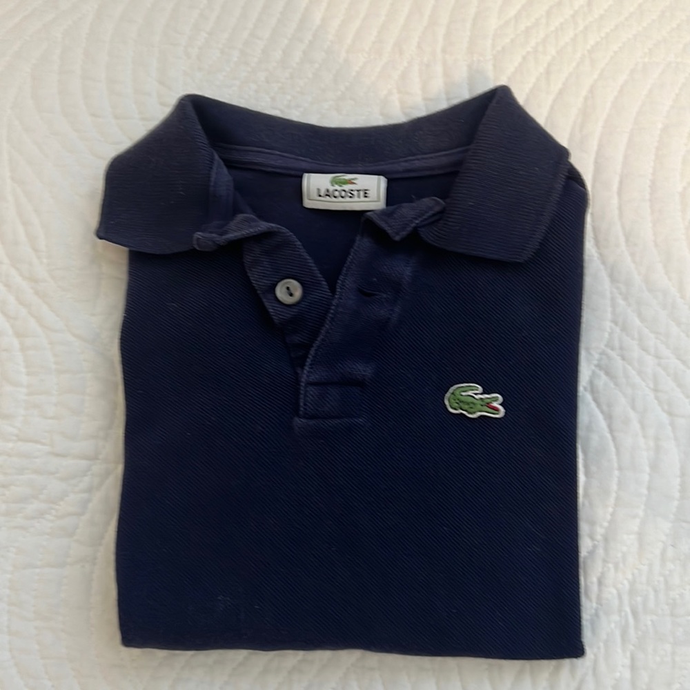 Lacoste designer boys navy polo shirt size 8